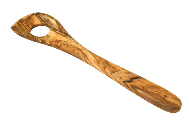 Wooden spoon with a handle on a white background