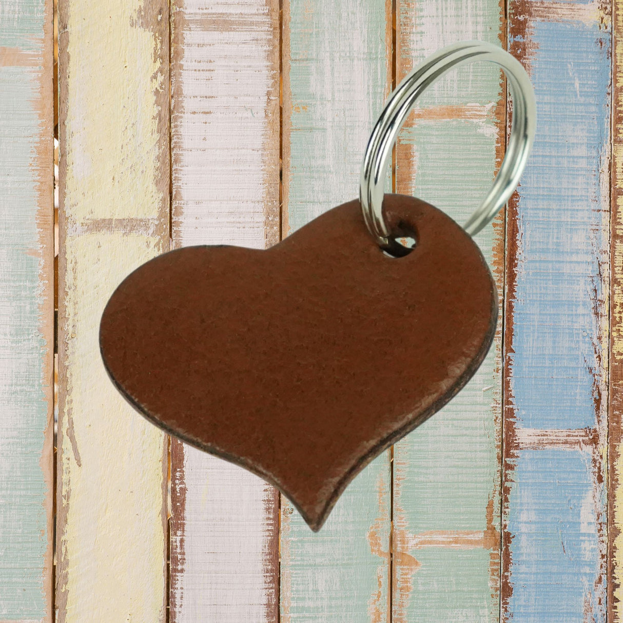 Personalised Leather Heart Keyring – Engraved Genuine Leather Keyring Gift