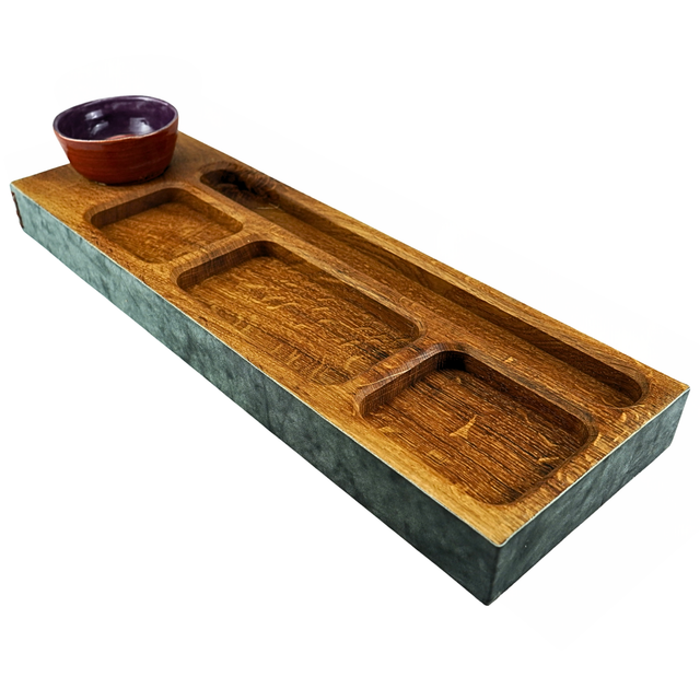 Reversible Wooden Tray with Stoneware Pot & Removable Slate