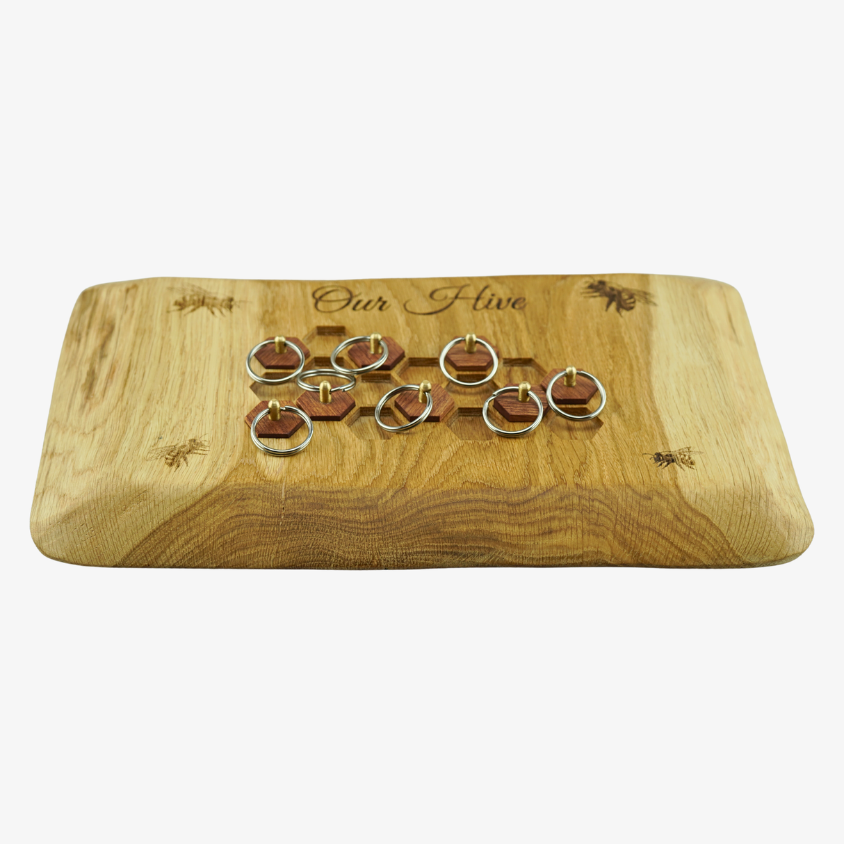 Hive-Style Wooden Key Ring Board - Our Hive