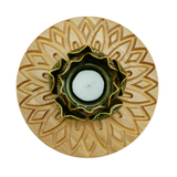 Flower Candle Holder - Sage/Brown