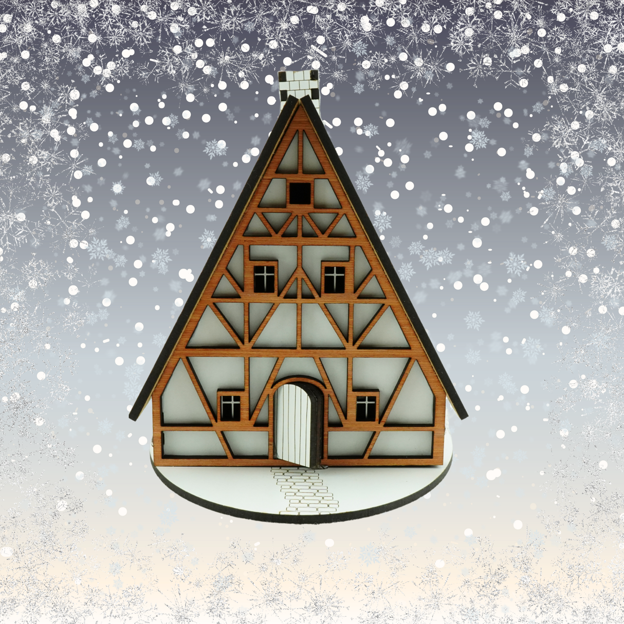 Wooden Christmas Nordic House LED Candle Light