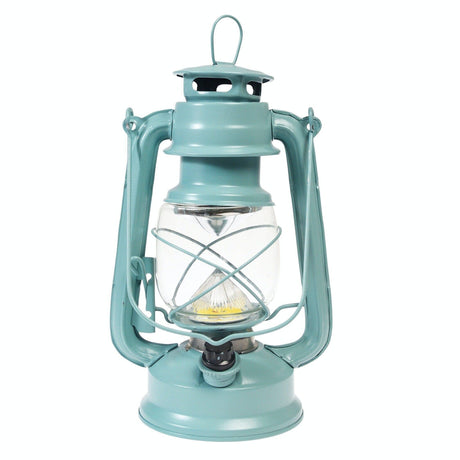 Turquoise lantern with a clear glass on a white background