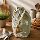 Linen Bread Bag – Florilegium Floral Design (Sage Green)