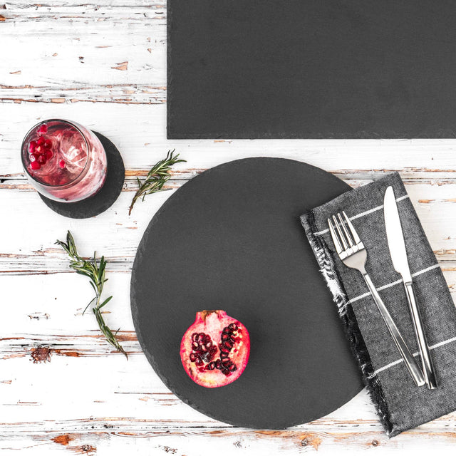 Round Natural Slate Drinks Coaster – 10cm (Optional Engraving)