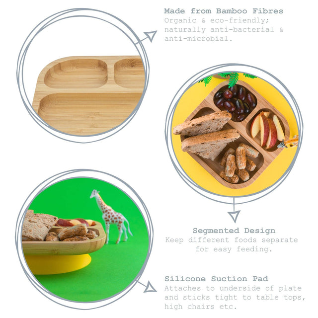 Tiny Dining Kids Bamboo Plate with Suction Cup Orange