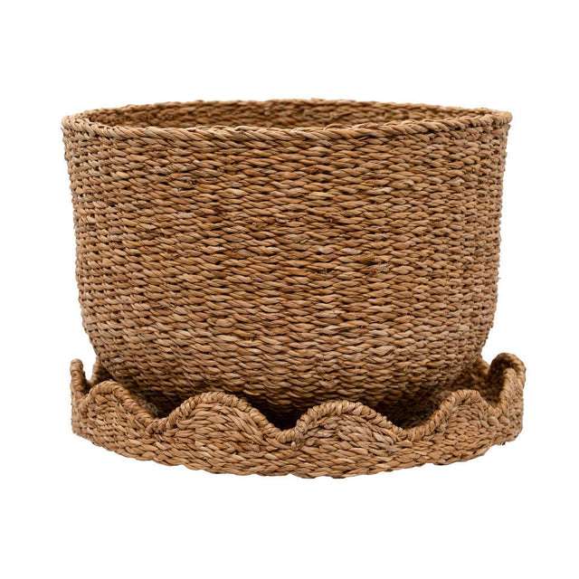 Bangali Scalloped Lidded Seagrass Storage Baskets – Set of 3