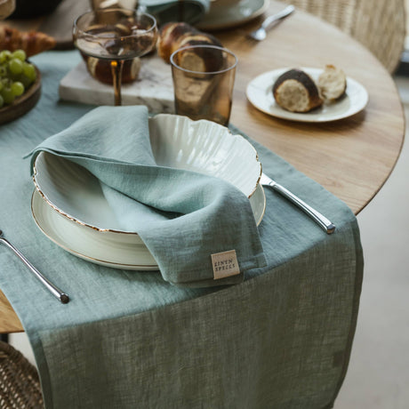 Ocean Mint Linen Table Runner