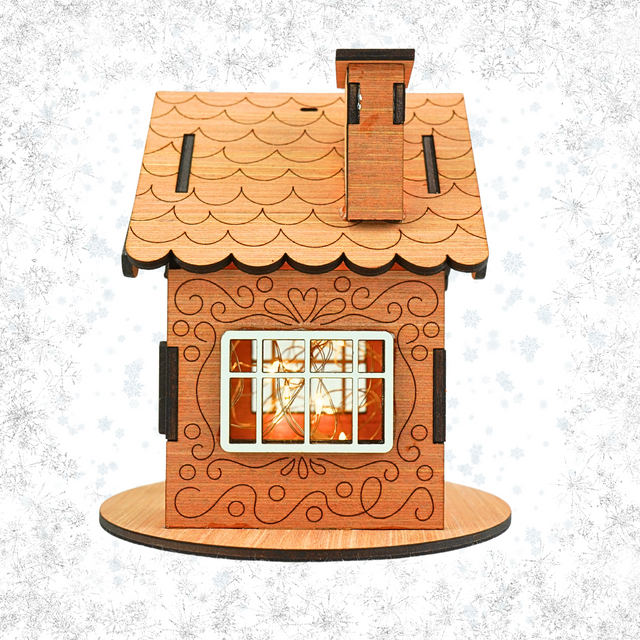 Charming Wooden Gingerbread House with LED Light | Festive Tabletop Christmas Village Decoration