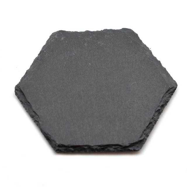 Hexagonal Natural Slate Drinks Coaster – 8.5cm (Optional Engraving)