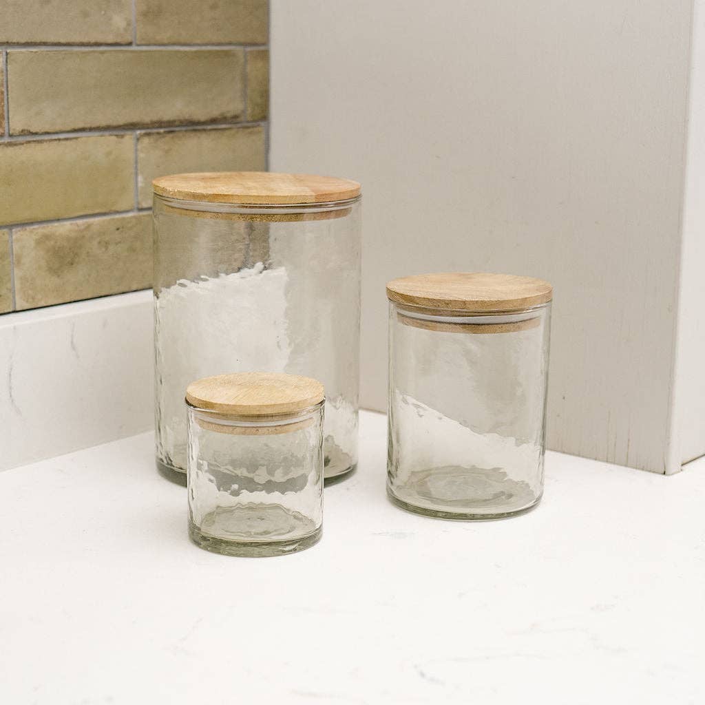 Chatsworth Hammered Glass Storage Jar with Wooden Lid