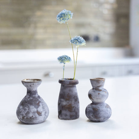 Aoife Glass Bud Vase – Small Stone Smoked Swell Vase