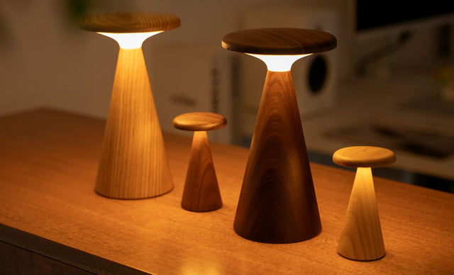Large White Ash LED Table Lamp - Rechargeable RGB Portable Lamp (Sylva)