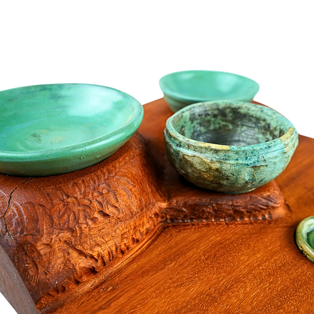 Osage with six stoneware pots