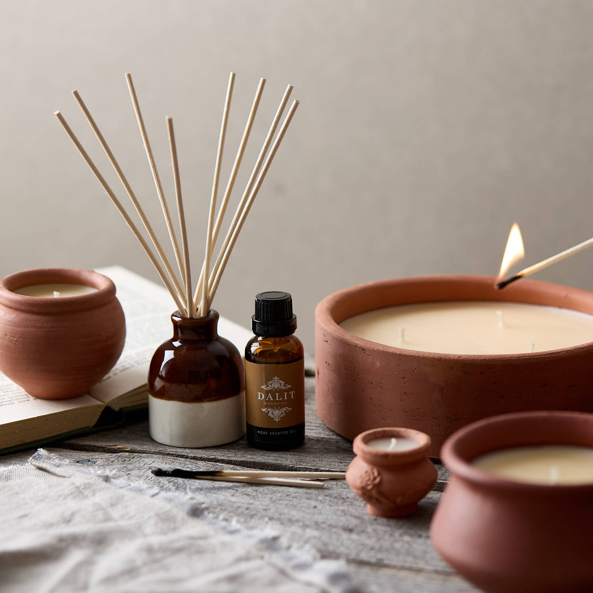 Coconut 3 Wick Terracotta Candle | Alok Handmade Candle