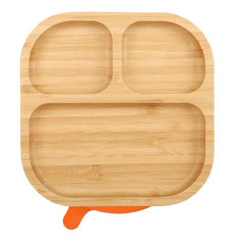 Tiny Dining Kids Bamboo Plate with Suction Cup Orange