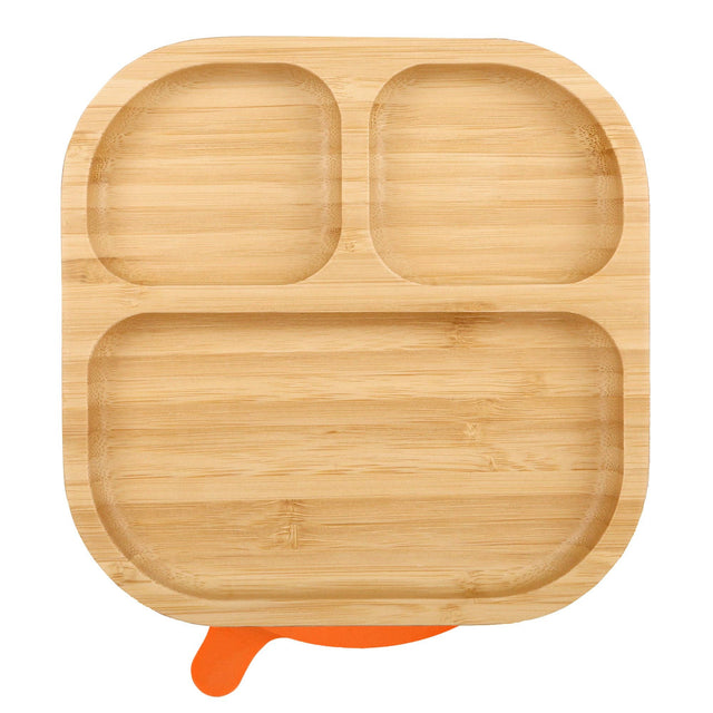 Tiny Dining Kids Bamboo Plate with Suction Cup Orange