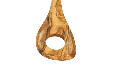 Wooden spoon with a unique design on a white background