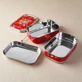 Stainless Steel Tiffin Lunch Box – Red Floral