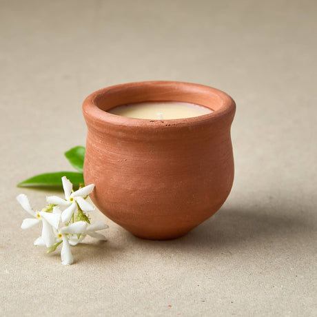 Handmade Terracotta Jasmine Candle | Pavani Beeswax Candle