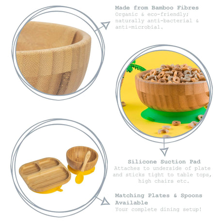 Tiny Dining Kids Bamboo Bowl with Suction Cup – Yellow