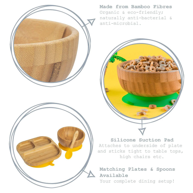 Tiny Dining Kids Bamboo Bowl with Suction Cup – Yellow