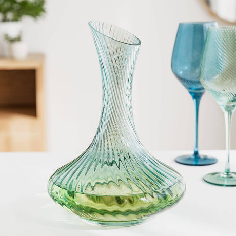 Twist Green Glass Wine Decanter – 1.8L Swirl Design