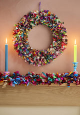 Recycled Sari Fabric Wreath – Multicolour, 45cm