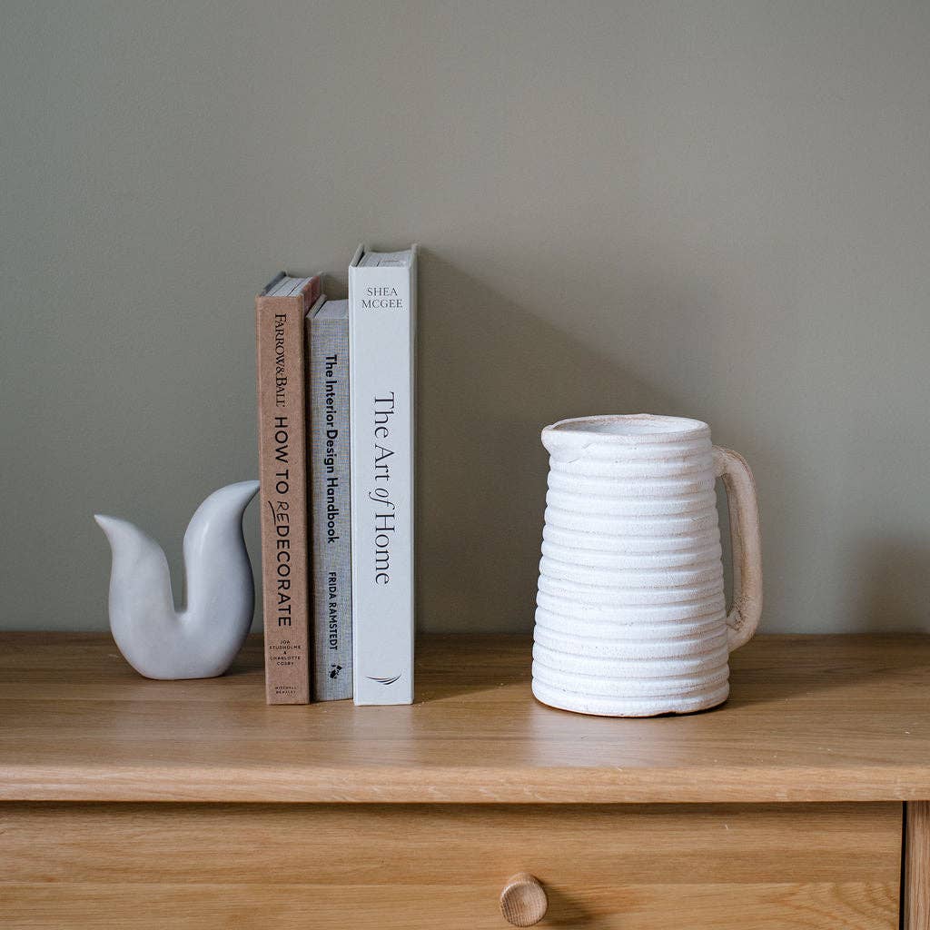 Swindale Terracotta Pitcher Vase – Decorative Off-White Vase