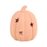 Terracotta Pumpkin Tealight Holder with Star Cut-Outs – Autumn & Halloween Decoration