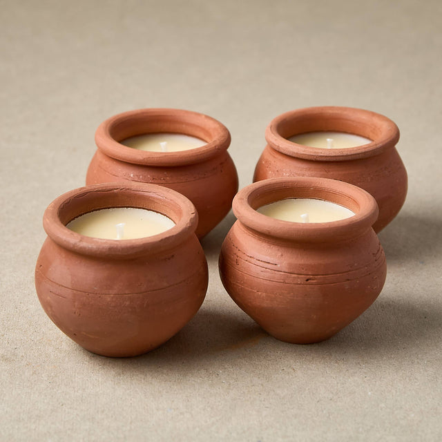 Handmade Terracotta Candles | Murgan Beeswax Candle Set of 4