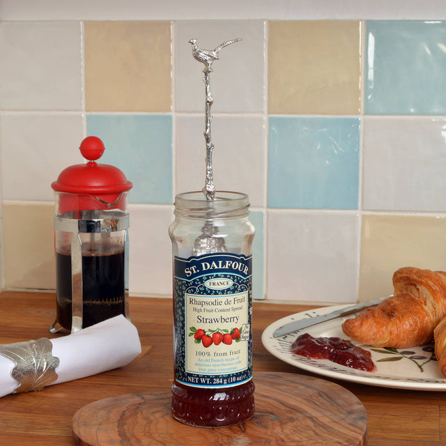 Pheasant Jam Spoon | Long Pewter Spoons with a hook for Jars