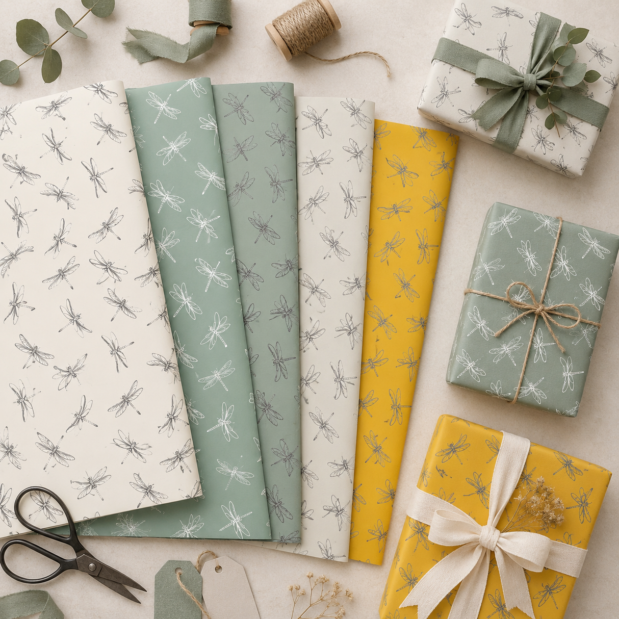 Dragonfly Wrapping Paper – A1 Gift Wrap Sheets in 90gsm or 140gsm