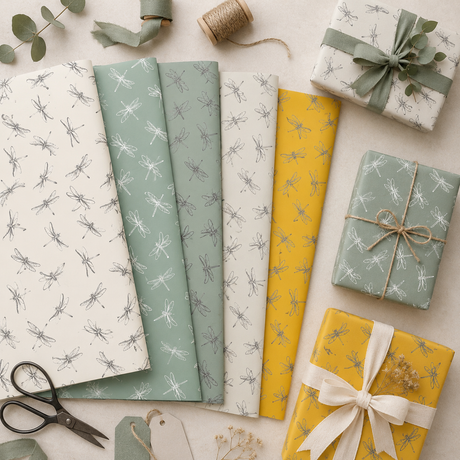 Dragonfly Wrapping Paper – A1 Gift Wrap Sheets in 90gsm or 140gsm