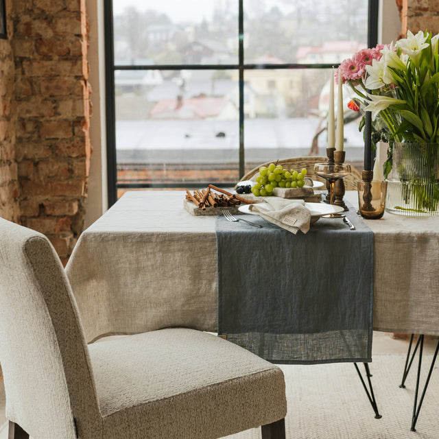 Dark Grey Linen Table Runner
