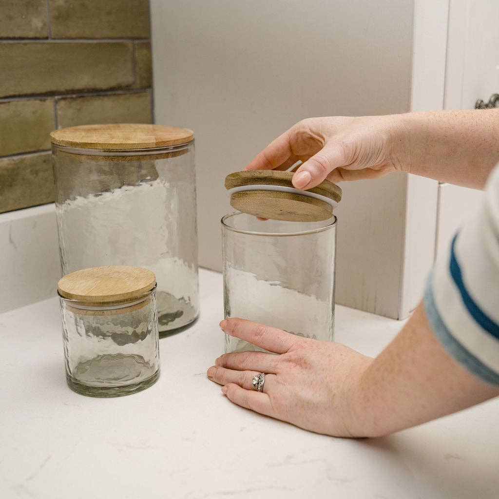 Chatsworth Hammered Glass Storage Jar with Wooden Lid