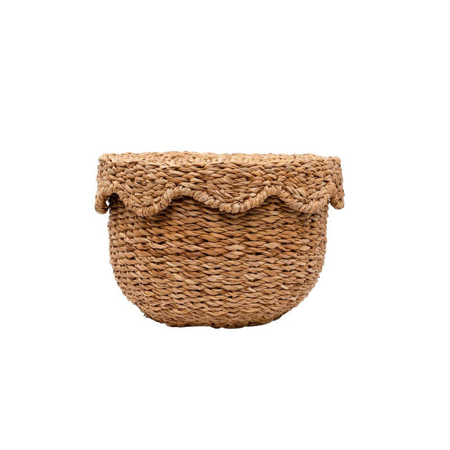 Bangali Scalloped Lidded Seagrass Storage Baskets – Set of 3