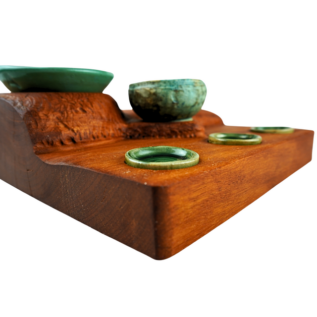 Osage with six stoneware pots