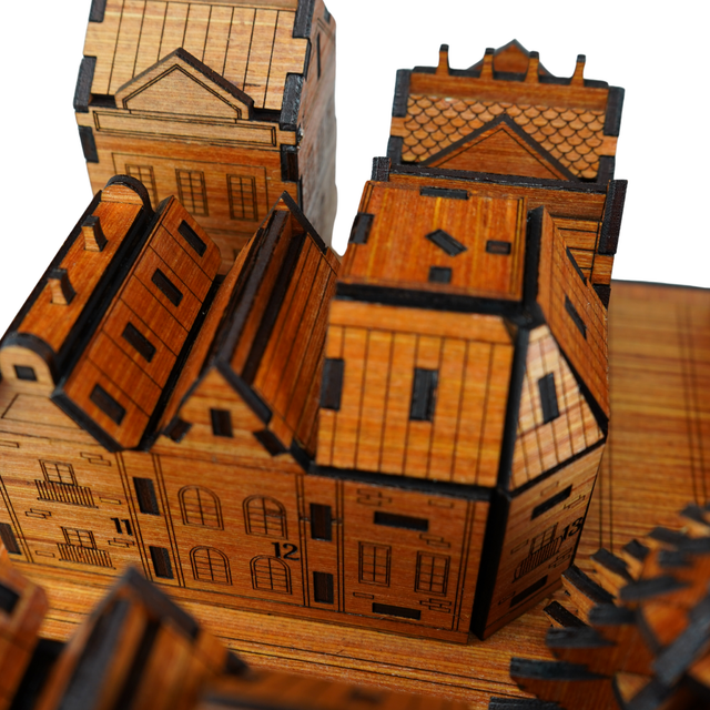 Christmas Advent Village (Cherry wood) including Festive 24 Filler Pack