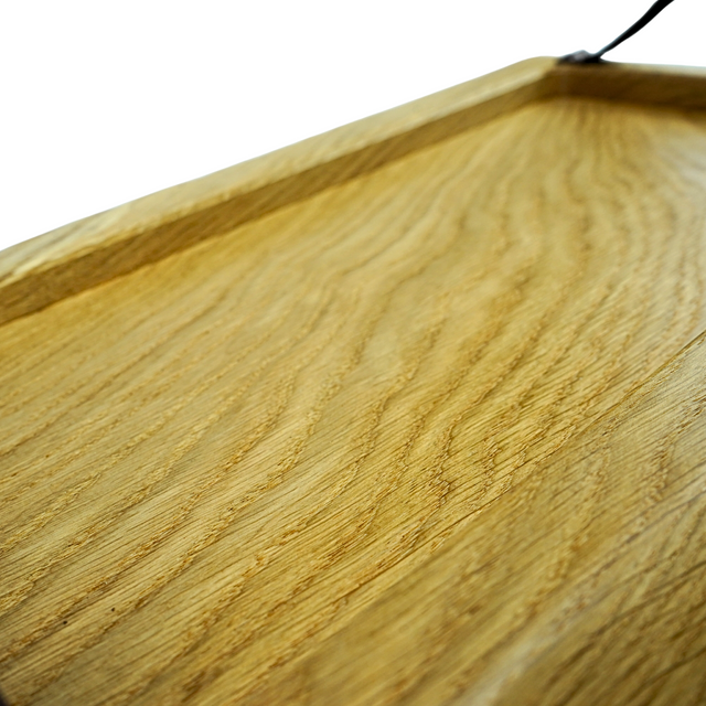 Classic Oak Tray with leather feature handles