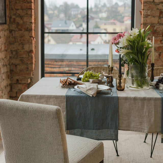 Dark Grey Linen Table Runner