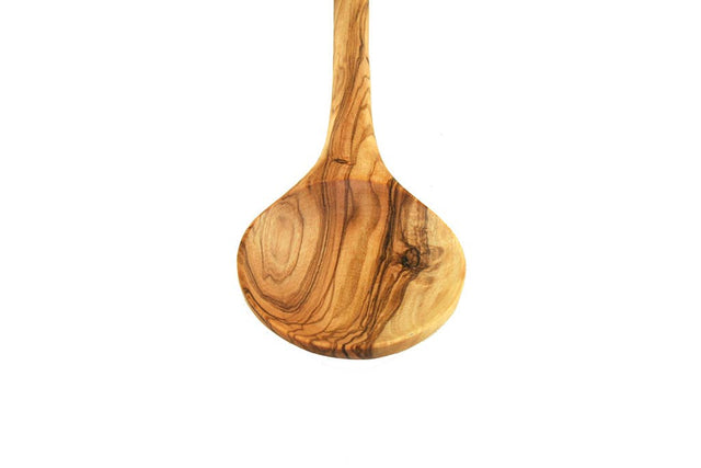 Wooden spoon with a natural finish on a white background