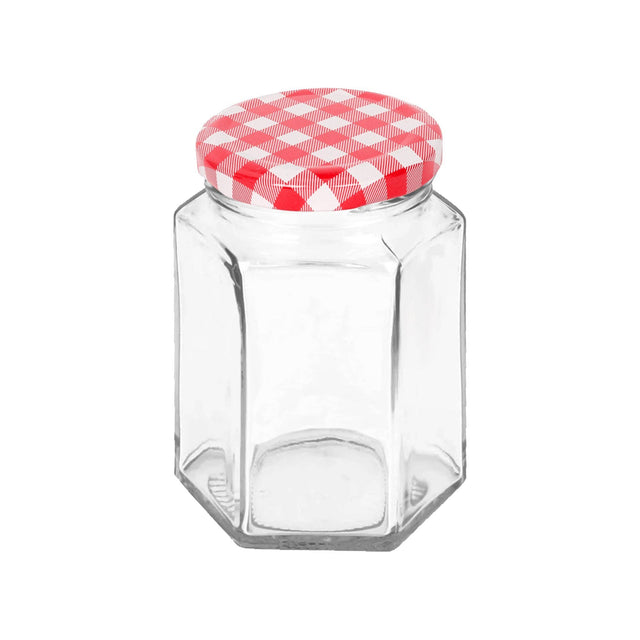 250ml Hexagonal Glass Jam Jar with Lid: Gold Lid