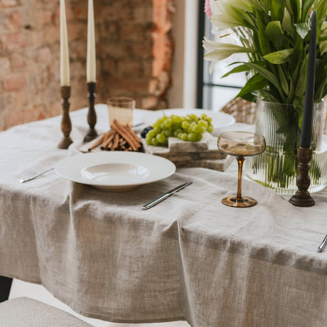 Natural Mélange Stone-Washed Linen Tablecloth