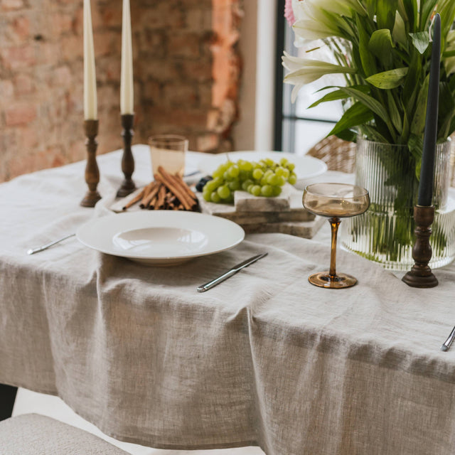 Natural Mélange Stone-Washed Linen Tablecloth