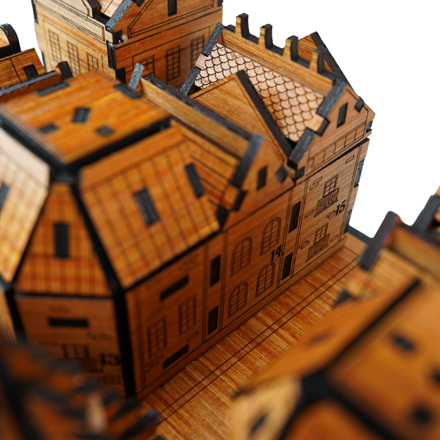 Christmas Advent Village (Cherry wood) including Festive 24 Filler Pack