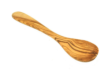 Wooden spoon with a natural grain pattern on a white background
