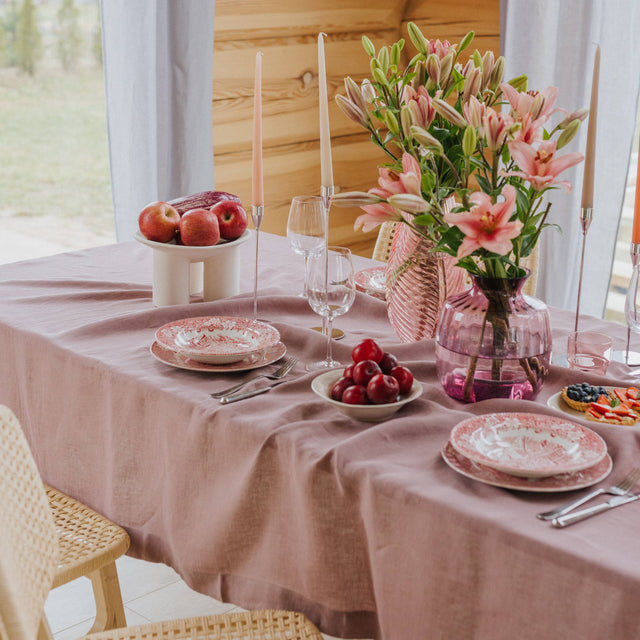 Woodrose Stone-Washed Linen Tablecloth