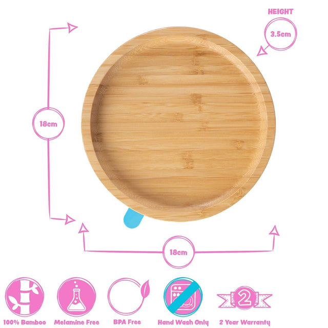 Beige Round Bamboo Suction Plate – by Tiny Dining