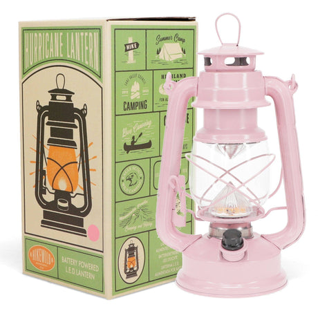 Pink lantern with packaging in the background
